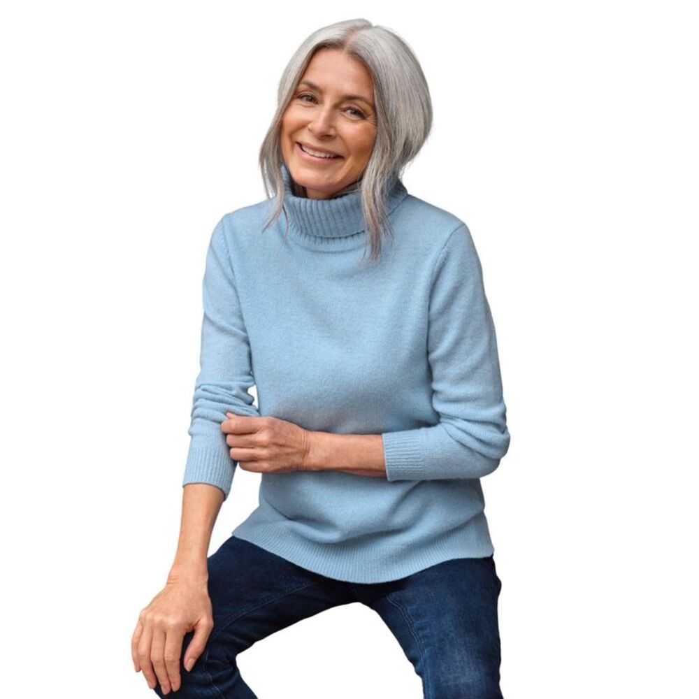 WoolOvers Womens/Ladies Lambswool Polo Neck Sweater / Frost Blue